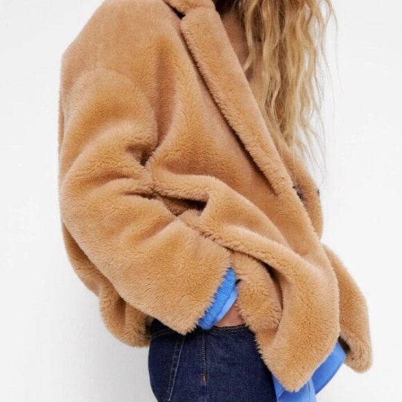 💋GORGEOUS!💋 ZARA FAUX FUR COAT IN LIGTH CAMEL - Picture 5 of 15